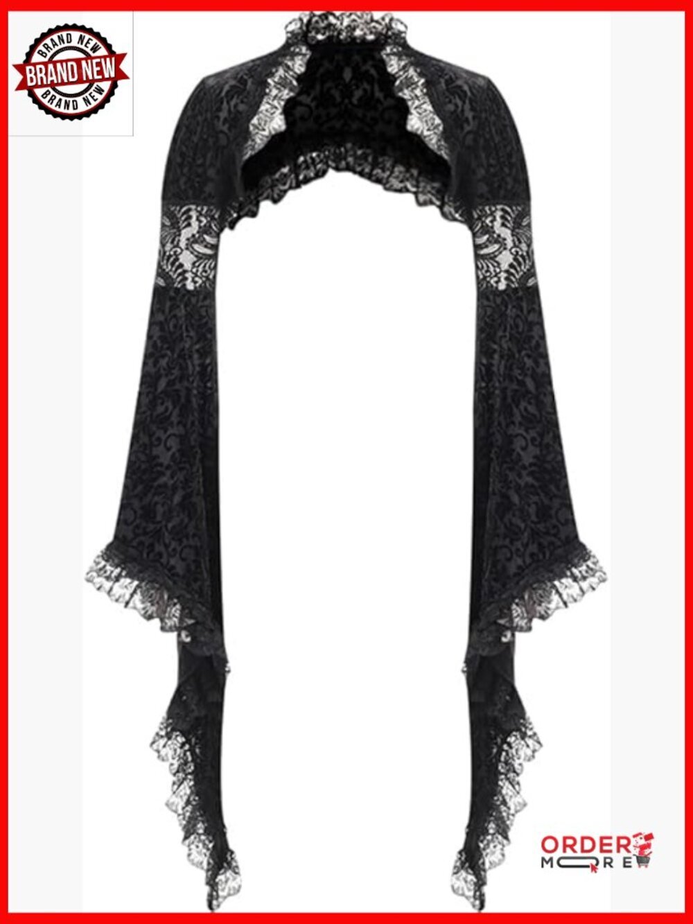 Gothic Lace Shrug Cardigan Bell Sleeve Mesh Crop Top Y2k Punk Shawl